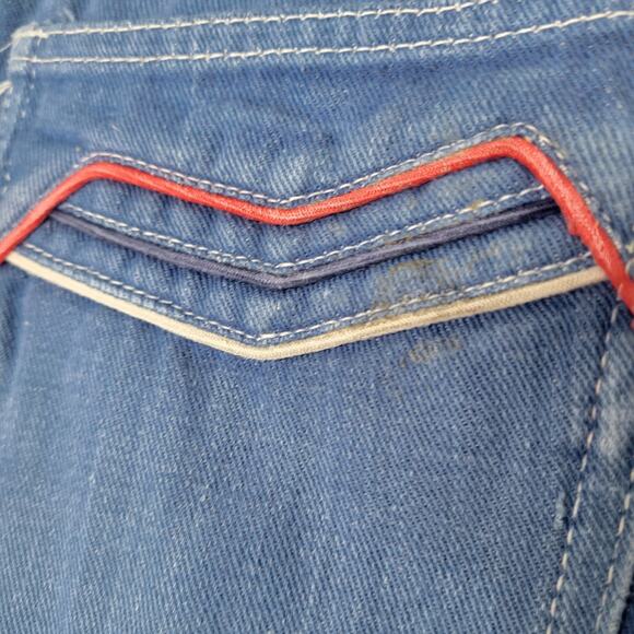 Jean Team High Rise Groovy Retro Distressed Faded Blue Jeans Size 36/30 - Picture 9 of 12